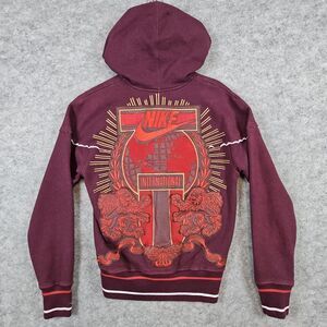 Nike International Limited Issue Jacket Size S Full Zip Burgundy Cotton‎ Hoodie